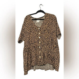Princess Polly Oversized Cheetah Animal Print Button Up Size XS/S